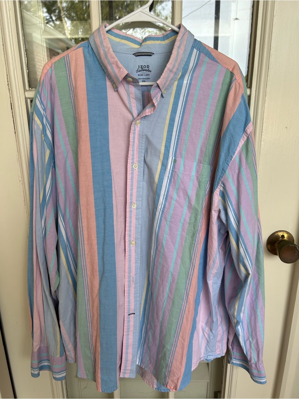 Izod Pastel Multi-Stripe Casual Button-Down Shirt